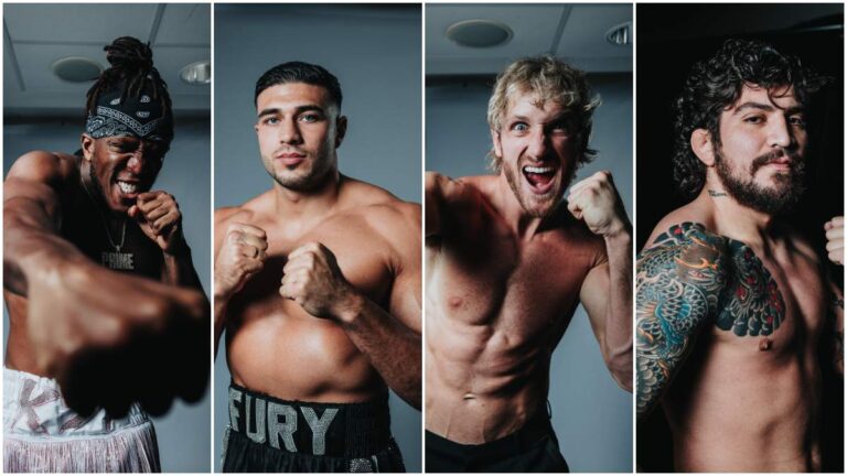 Tommy Fury, KSI, Logan Paul y Dillon Danis se van a los golpes durante la presentación de sus peleas
