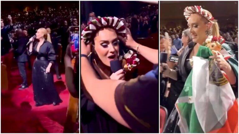 ¡Ya eres mexicana! Adele recibe muñeca ‘Lele’ y bandera de México durante su concierto