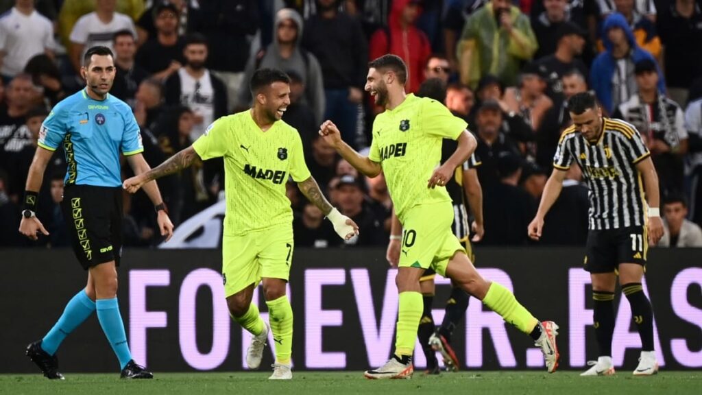 Domenico Berardi del Sassuolo celebra.