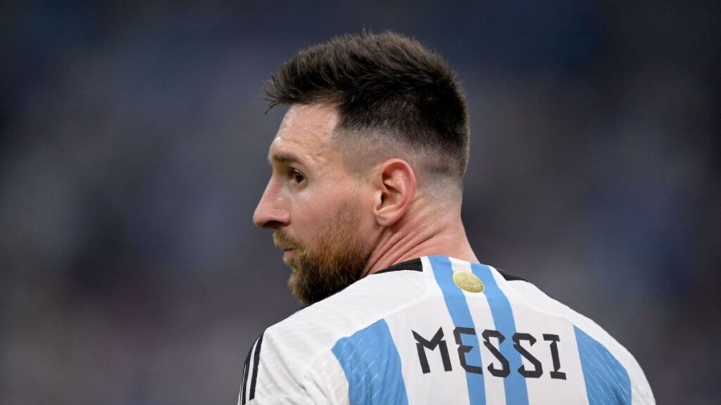 Messi, durante un partido con Argentina.