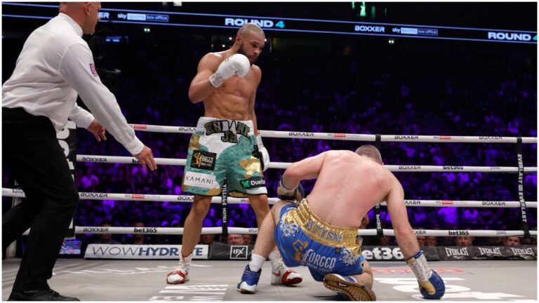 El réferi detiene la masacre de Chris Eubank Jr sobre Liam Smith en una revancha de un solo lado