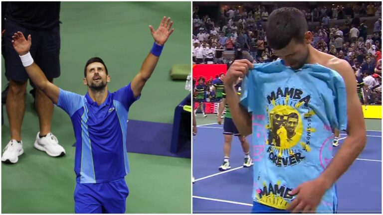 Djokovic le rinde homenaje a Kobe Bryant en plena celebración por su victoria en el US Open 2023