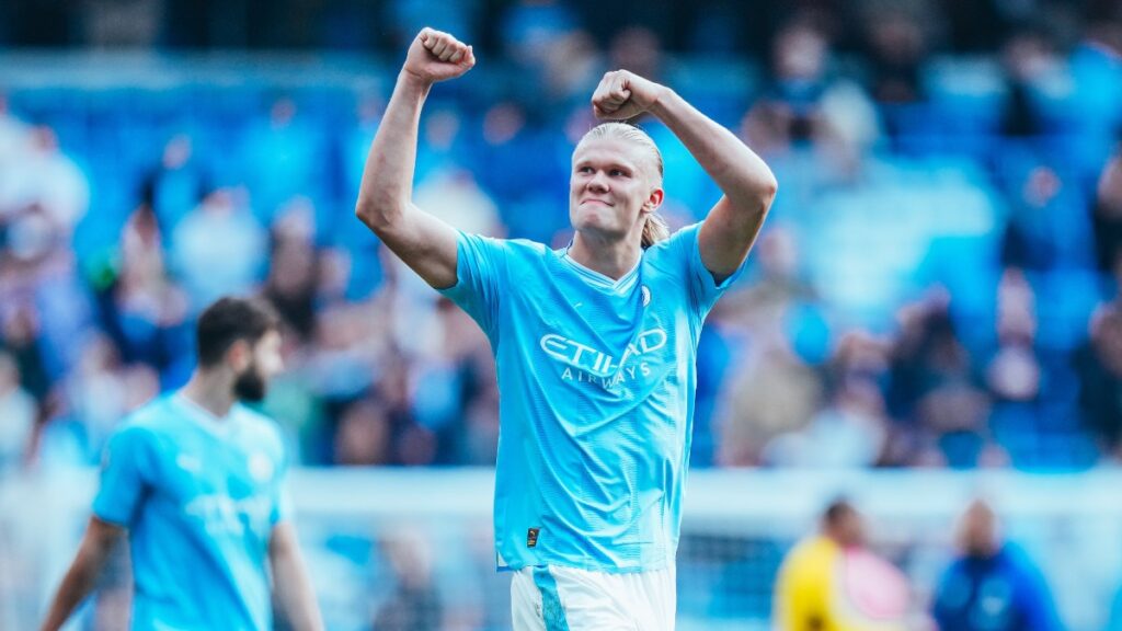 Erling Haaland celebra un gol. - @ManCityES.