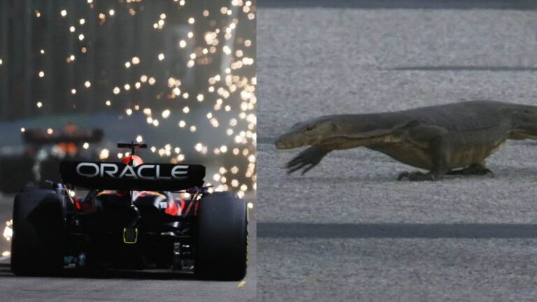 El ‘hijo de Godzilla’ se hace presente en el GP de Singapur; así fue la aparición de lagartos en Marina Bay