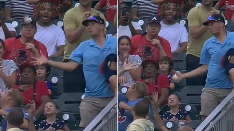 ¡Con bebé en mano! La atrapada del año en MLB es para un fan en el Phillies vs Braves