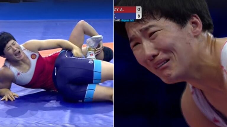 Desgarradora imagen en la final de 76 kg del Mundial de Lucha: ¡Aiperi Medet Kyzy abandona llorando!