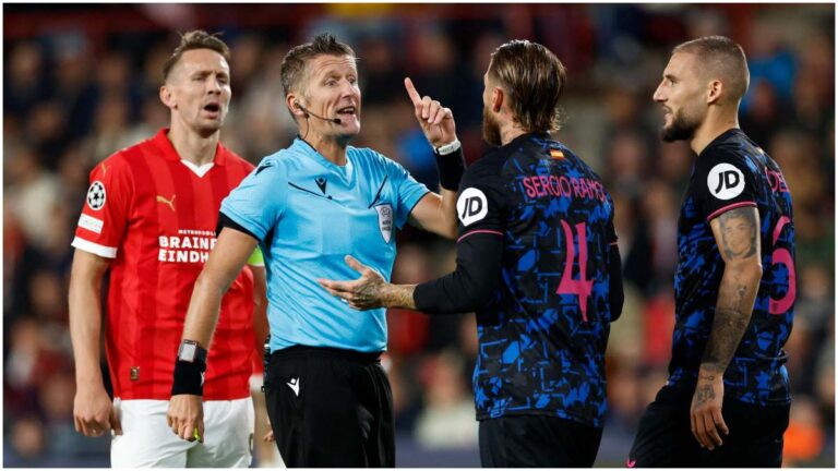 Sergio Ramos, molesto por el empate del Sevilla ante el PSV: “El árbitro fue más protagonista de lo que debería”