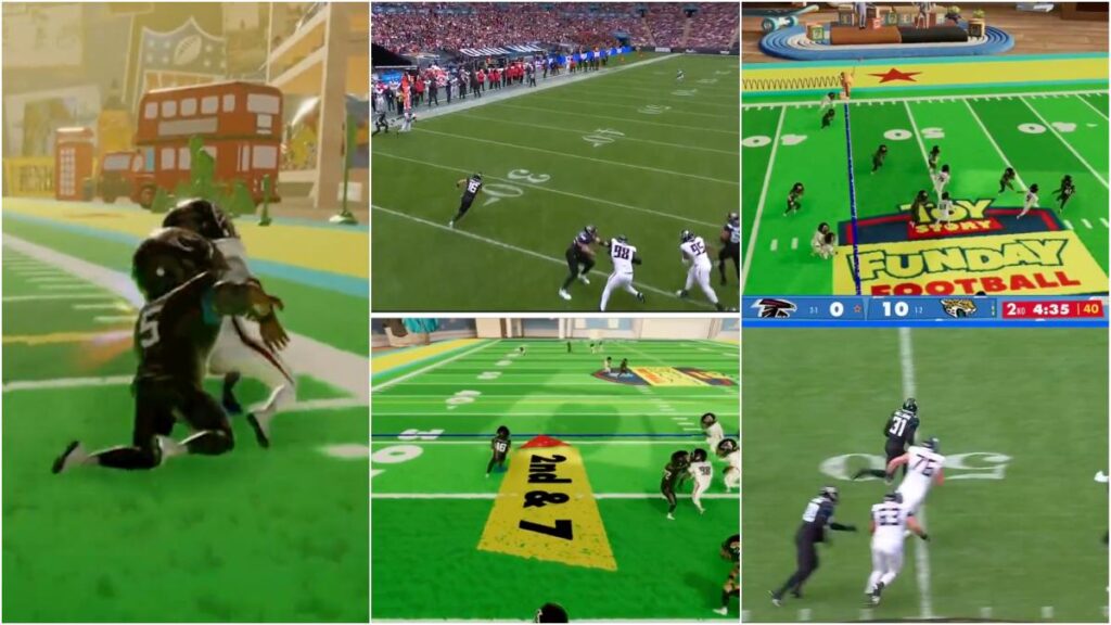 La NFL realizó una transmisión alternativa del juego entre Atlanta Falcons y Jacksonville Jaguars... al estilo Toy Story.