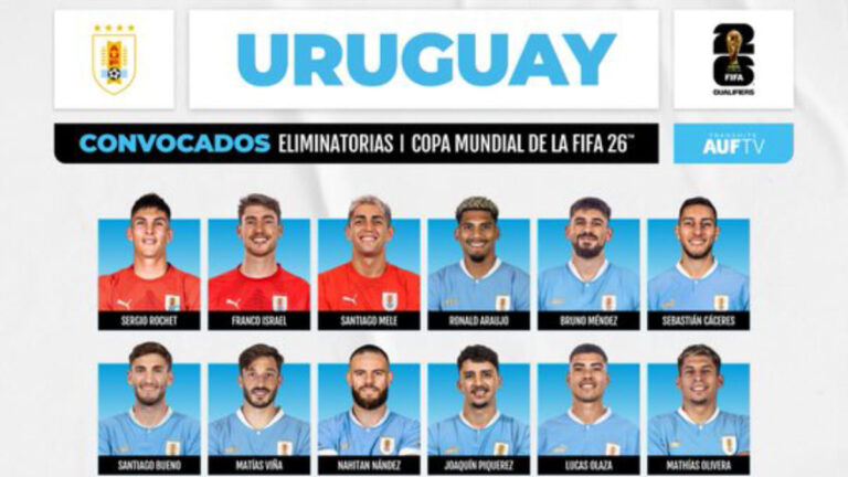 Uruguay da a conocer sus convocados para el partido ante Colombia