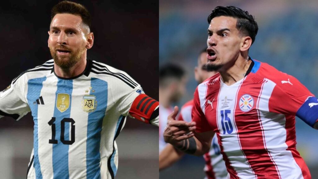Messi, capitán de Argentina y Gómez, de Paraguay.