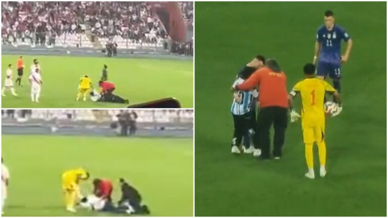 Pedro Gallese se convierte en el guardaespaldas de Leo Messi al protegerlo de una invasión de cancha