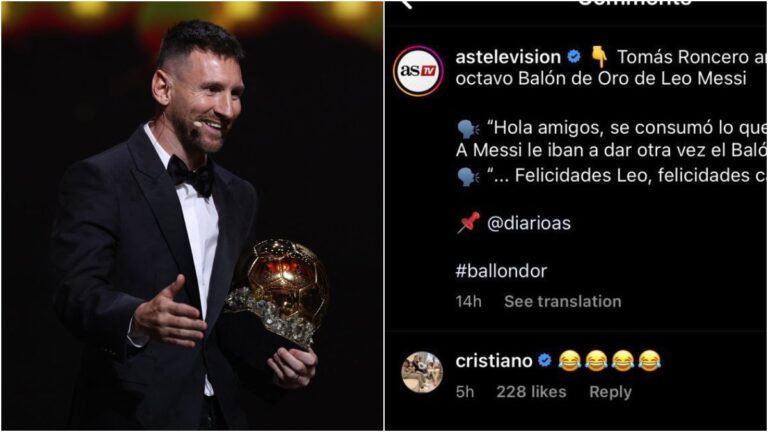La fea reacción de Cristiano Ronaldo por el octavo Balón de Oro de Leo Messi