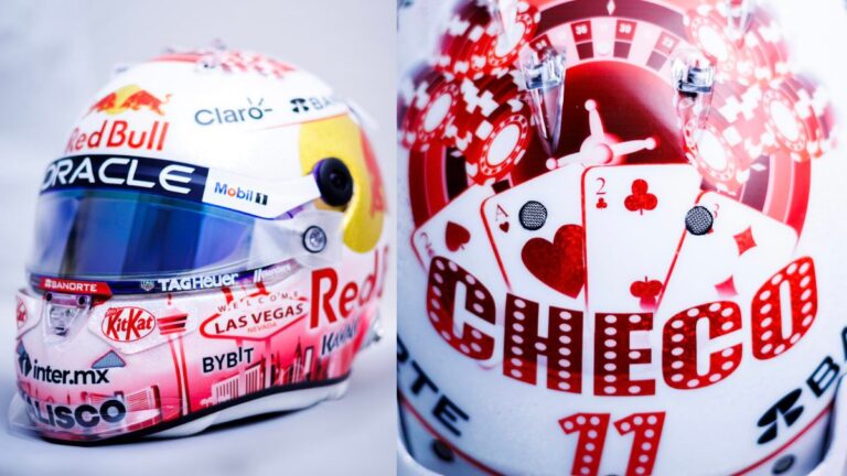 Checo Pérez presenta casco especial para el Gran Premio de Las Vegas