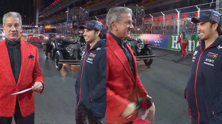 ¿Y ahora? La viral reacción de Checo Pérez tras la presentación de Bruce Buffer en el GP de Las Vegas