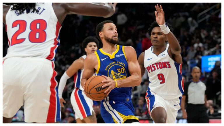 Curry y Chris Paul rescatan a Warriors de caer con Pistons