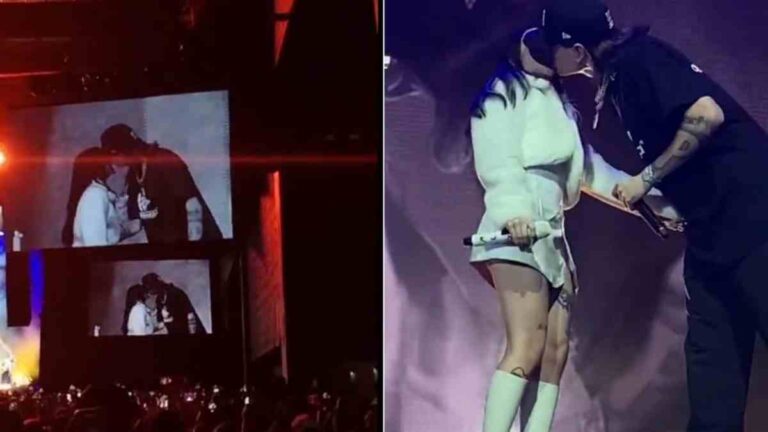 ¿Peso Pluma y Nicki Nicole ya son novios? Se besan en concierto en México