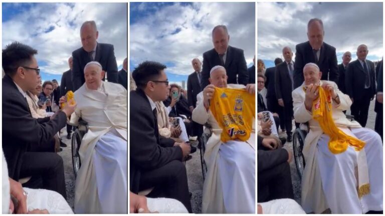 El Papa Francisco recibe una playera de Tigres y esta fue su reacción