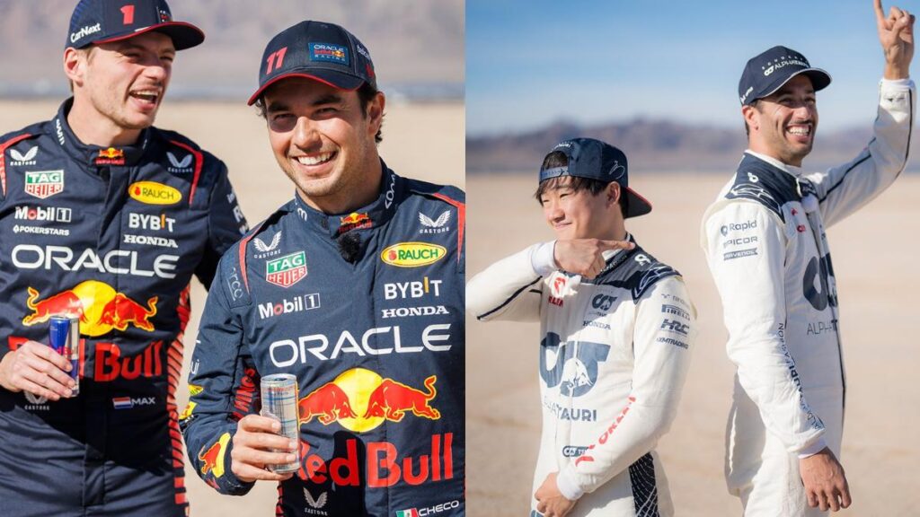 Pilotos de Red Bull y Alpha Tauri compiten en el desierto de las vegas