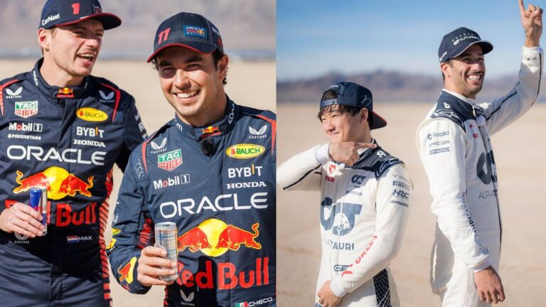 Max y Checo vs Yuki y Ricciardo, la divertida competencia en aerodeslizadores en el desierto de Las Vegas