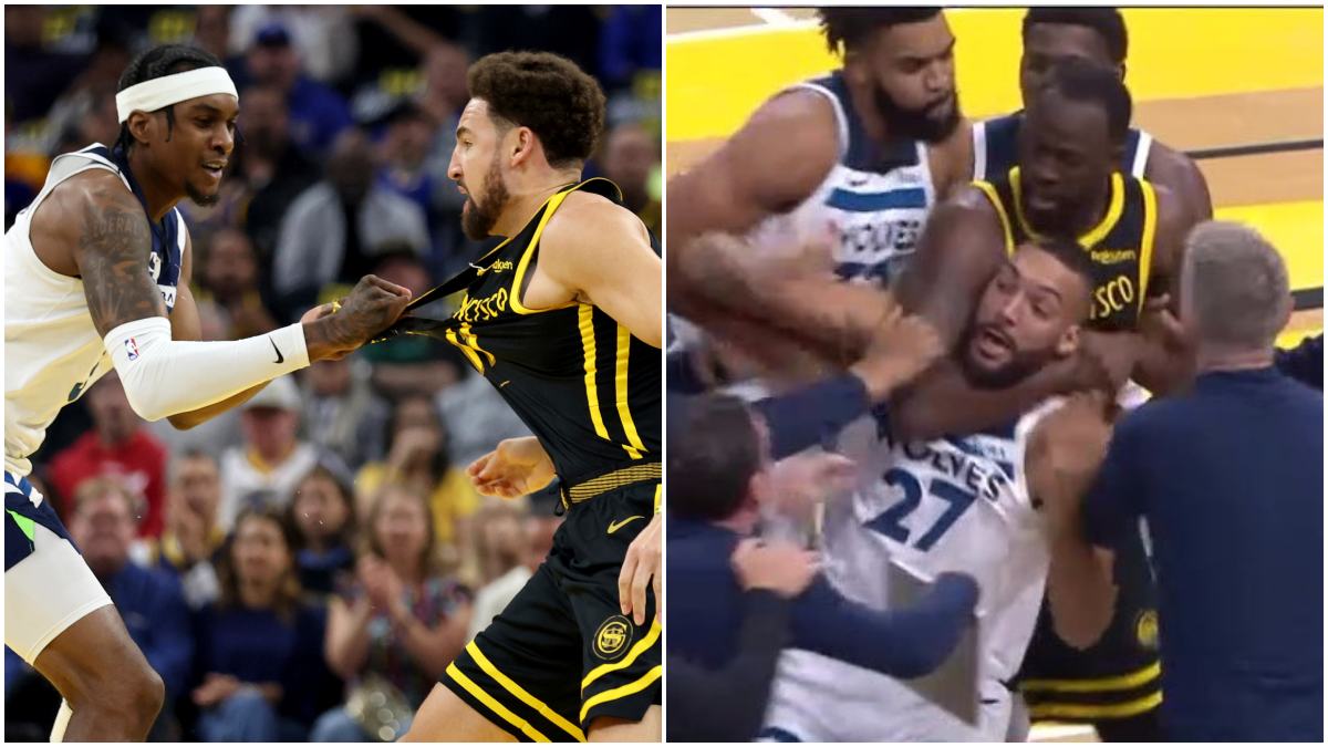 ¡se Van A Los Golpes Klay Thompson Y Jaden Mcdaniels Se Calientan Y Draymond Green Ahorca A