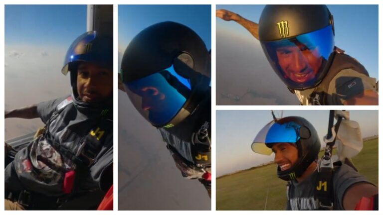 ¡A volar! Lewis Hamilton se avienta del paracaídas en sus vacaciones de la Fórmula 1