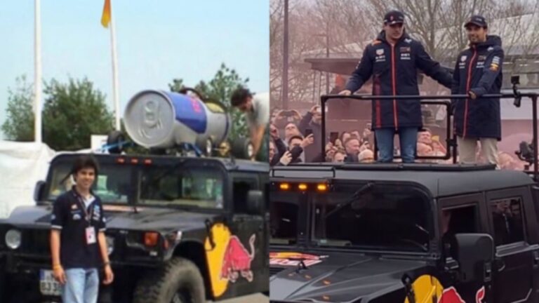 ¡Los sueños se cumplen! Checo Pérez, de tomarse una foto como fan en una camioneta de Red Bull, a ser recibido con honores en una de ellas