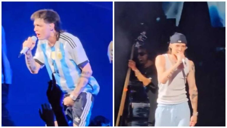 Peso Pluma muestra su lado argentino; canta ‘Muchachos’ y aparece con playera de Messi