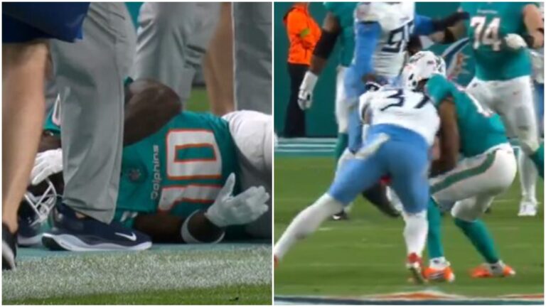 Doble susto para Dolphins: Brutal golpe a Jaylen Waddle y Tyreek Hill