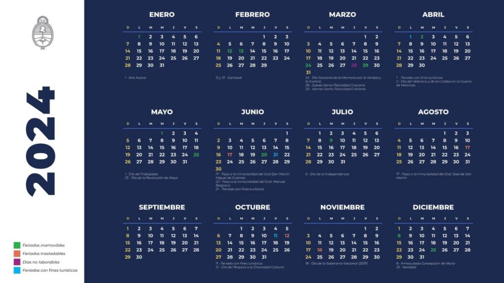 Feriados Argentina 2024: calendario de días feriados en todo el año