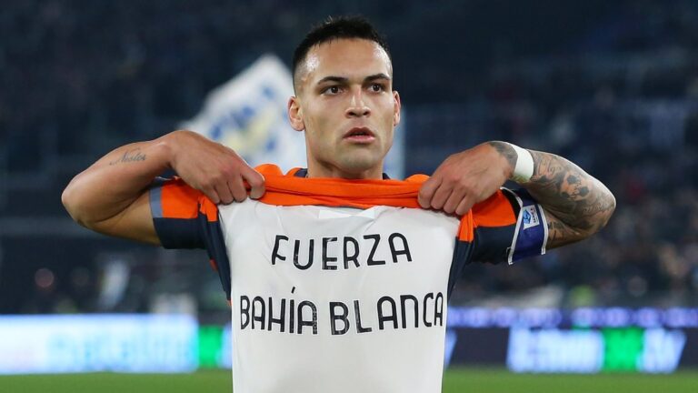 Lautaro Martínez y el mensaje tras su gol: “Fuerza, Bahía Blanca”