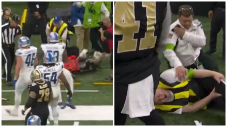 La dramática jugada de Alvin Kamara que termina lesionando de gravedad a un oficial de línea