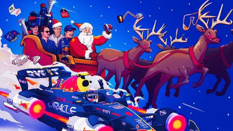 La divertida imagen navideña de Red Bull, troleando a Lando Norris, la FIA y con Checo Pérez incluido