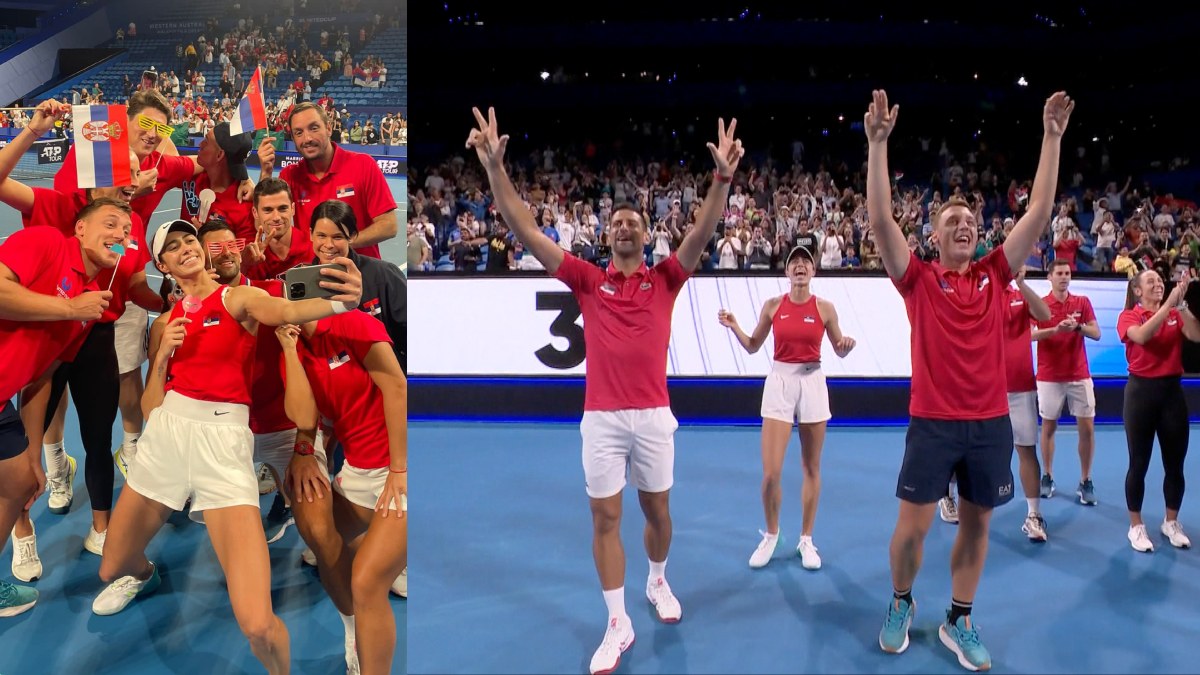 Feliz A O Nuevo As Celebr Djokovic Y El Equipo De Serbia La Entrada   Serbia 120912 