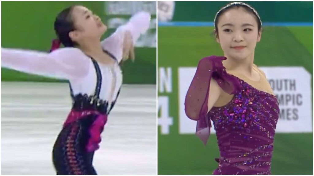 Las representantes de Japón, Mao Shimada y Yo Takagi, dominaron el programa corto del patinaje artístico femenil de Gangwon 2024.