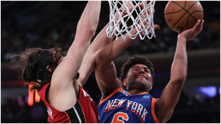 Knicks apalea al Miami Heat pese a la tapada sobrehumana de Jaime Jaquez