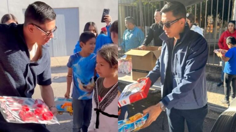 Luis Ángel Malagón se viste de Rey Mago y entrega juguetes a niñas y niños en Michoacán