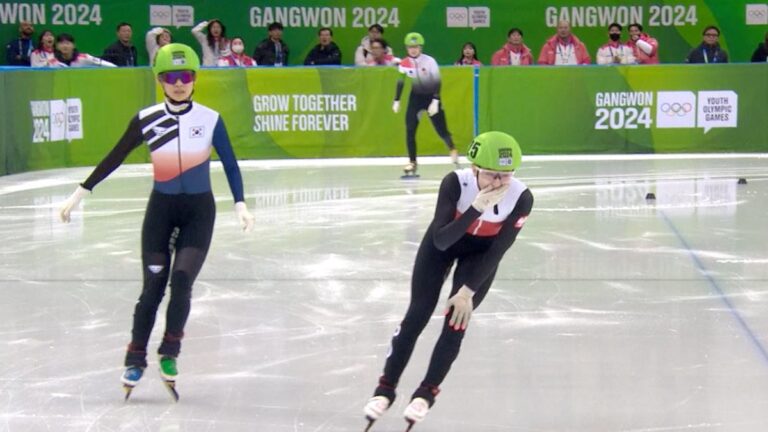 Anna Falkowska de Polonia se impone a las representantes de Corea del Sur en el patinaje de velocidad pista corta de Gangwon 2024