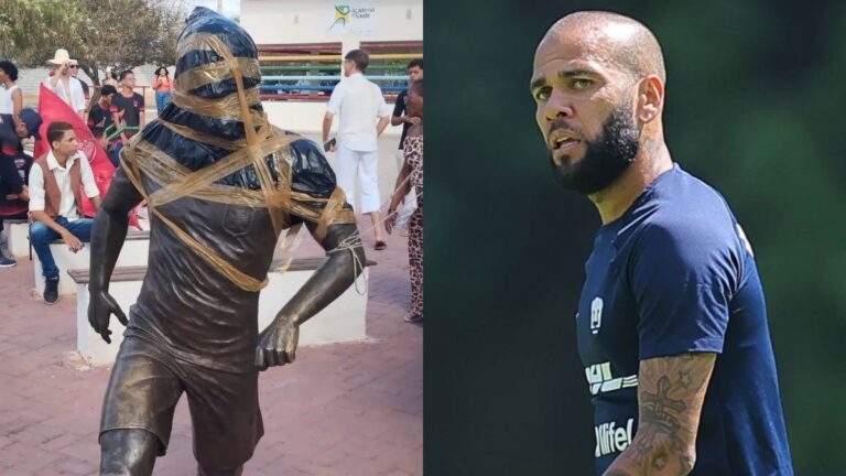 Dani Alves: La estatua del brasileño es vandalizada en su ciudad natal