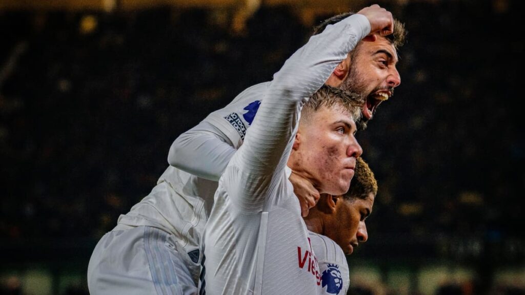 Jugadores del Manchester United celebrando.