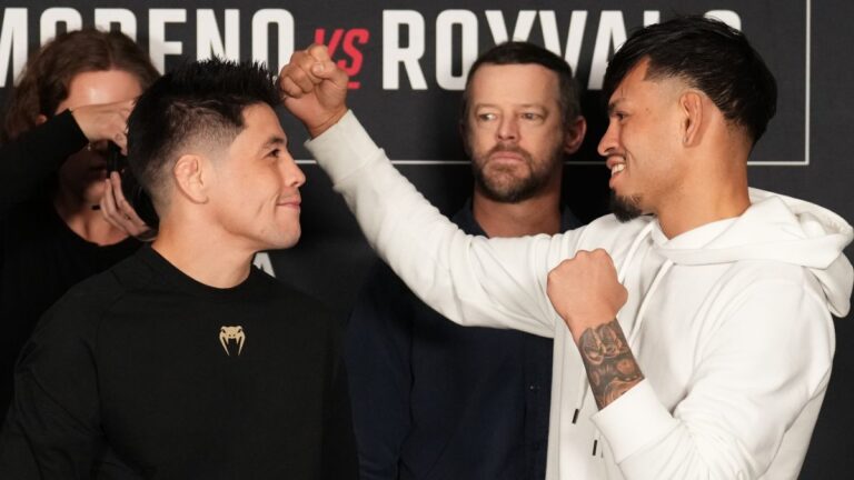 Moreno y Royval llegan en igualdad de condiciones a la báscula; se declaran listos para medirse este sábado en UFC Fight Night México