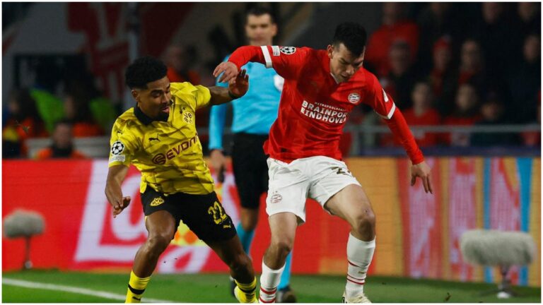 El PSV de Chucky Lozano y Sergiño Dest no saca ventaja pese a apedrear la portería del Dortmund