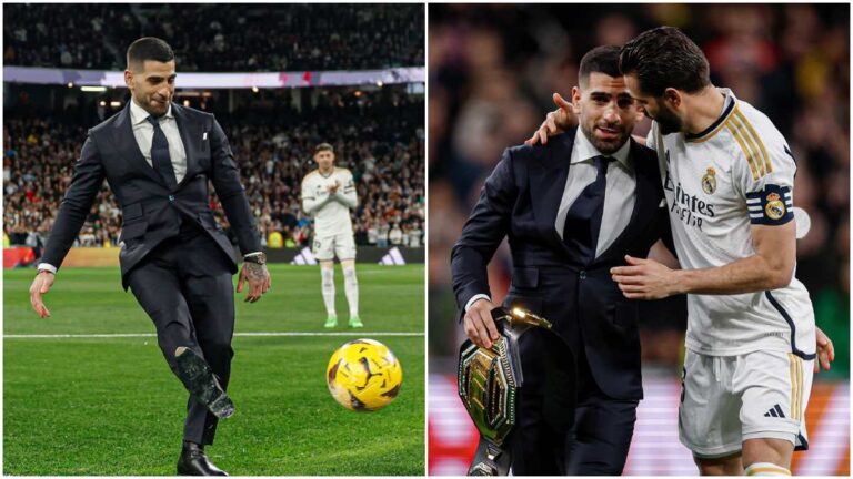 Ilia Topuria cumple su sueño de ser ovacionado en el Bernabéu al dar el saque de honor con el Real Madrid