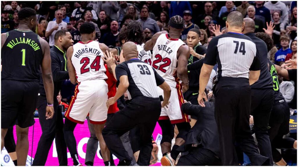 La batalla campal del Miami Heat y los Pelicans | Reuters;  Lew-USA TODAY Sports