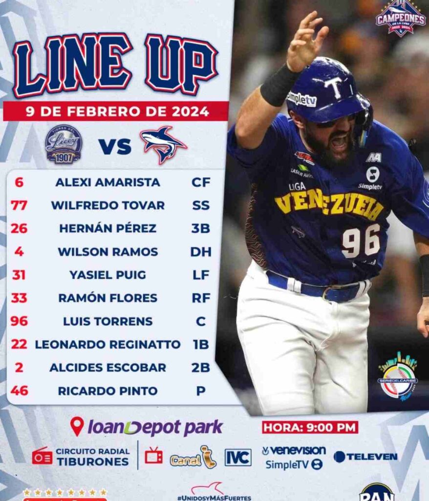Line Up Venezuela Serie del Caribe | X: @tiburones_net