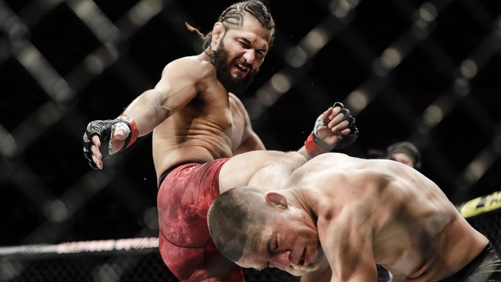 Jorge Masvidal y Nate Diaz en UFC 244 | AP