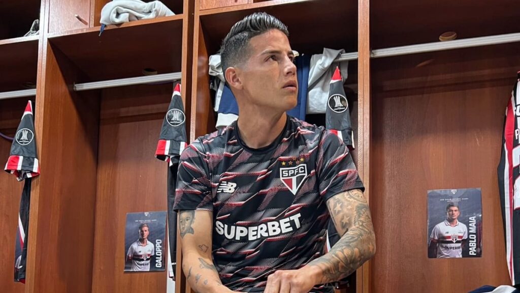 James Rodríguez en el camerino de Sao Paulo.