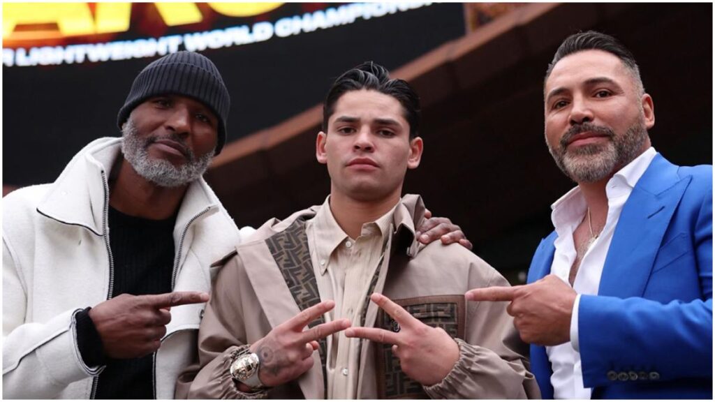 Bernard Hopkins, Ryan Garcia y Oscar de la Hoya | X: @GoldenBoyBoxing
