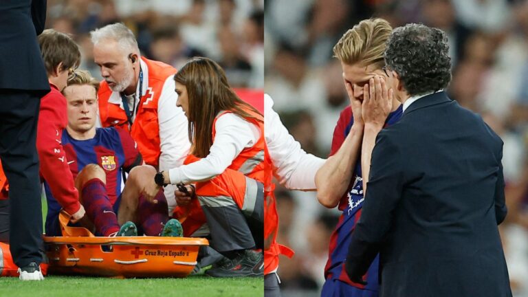 ¡Con ovación del Bernabéu! Frenkie De Jong sale llorando tras lesionarse y el Barcelona recibe un golpazo en El Clásico
