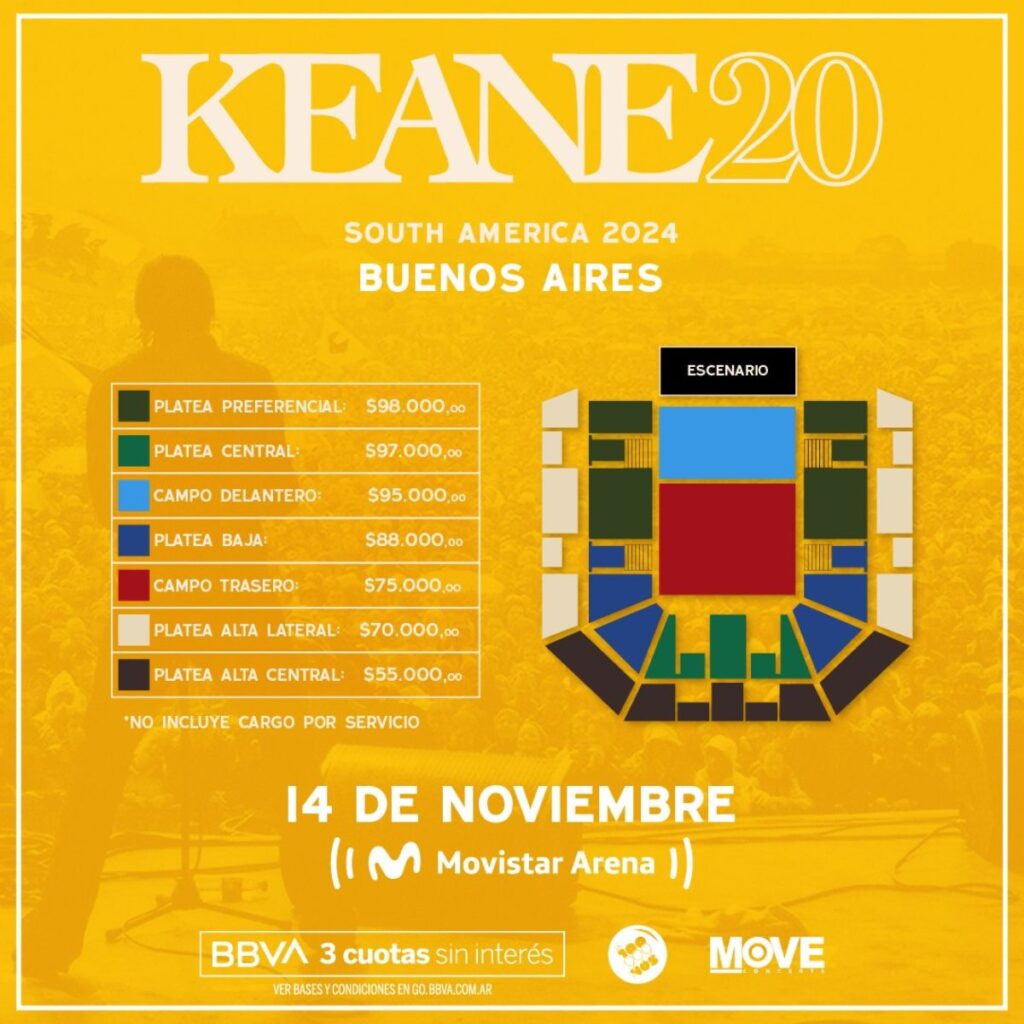 Precios Keane Argentina 2024: este es el valor de las entradas