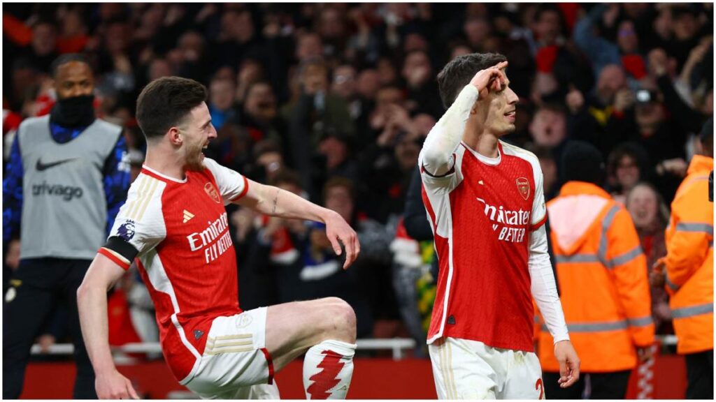 Kai Havertz y Declan Rice celebran con Arsenal | Reuters; Childs 